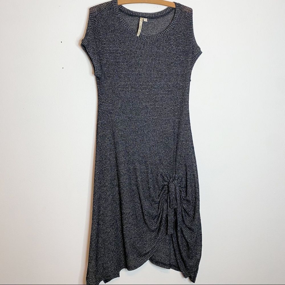 Women's Comfy USA Waffle Knit Twist Knot Midi Dress Size XS Oversized